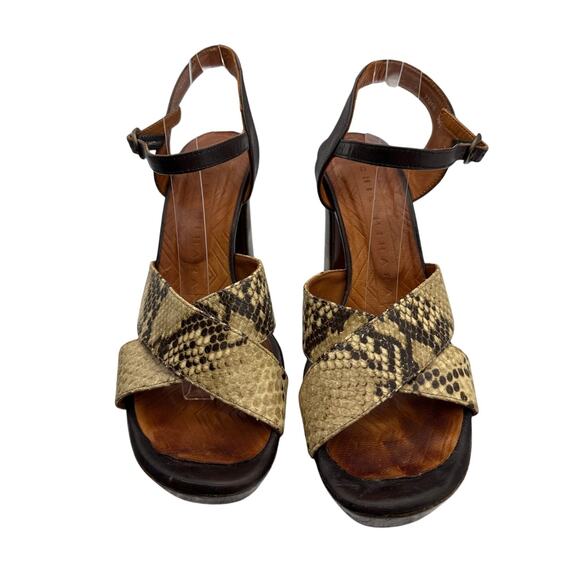 Chie Mihara Cafra High Heel Platform Sandal in Snake Print Size 38.5/ 8.5 - Picture 2 of 8